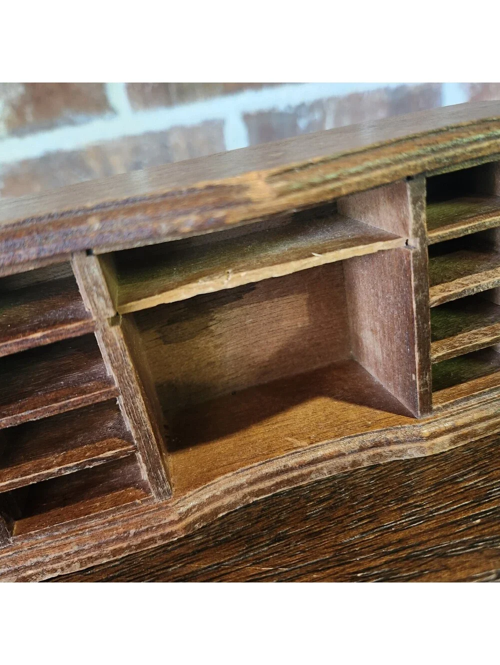 Concord Walnut Kneehole Executive Desk TV Stand 1:12 Vtg Dollhouse Furniture